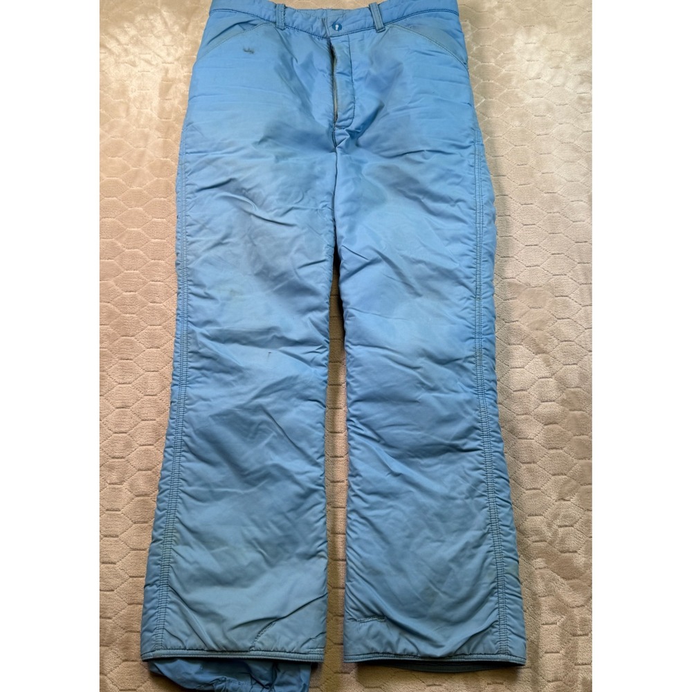 VTG 70s Powder Blue Ski Pants Sz Medium Unbranded Talon Zipper REPAIRED STAINS